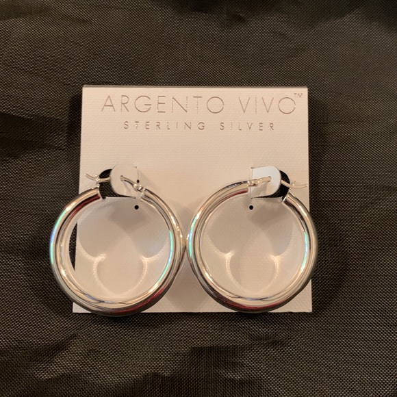 Argento Vivo Jewelry - Argento Vivo Sterling Silver Thick Hoop 1.25in